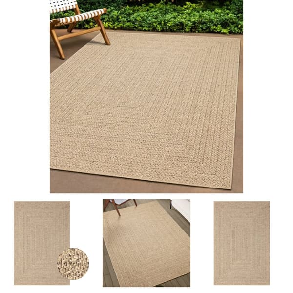The Living Store gulvtæppe 140x200 cm jute-look indendørs og udendørs -  Tæpper