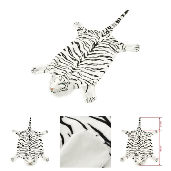 The Living Store Tigermatta plysch 144 cm vit -  Mattor
