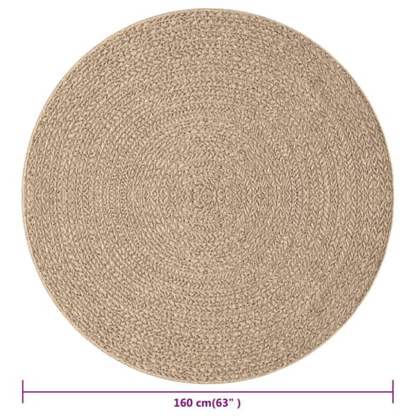 The Living Store gulvtæppe 160 cm jute-look indendørs og udendørs - Tæpper