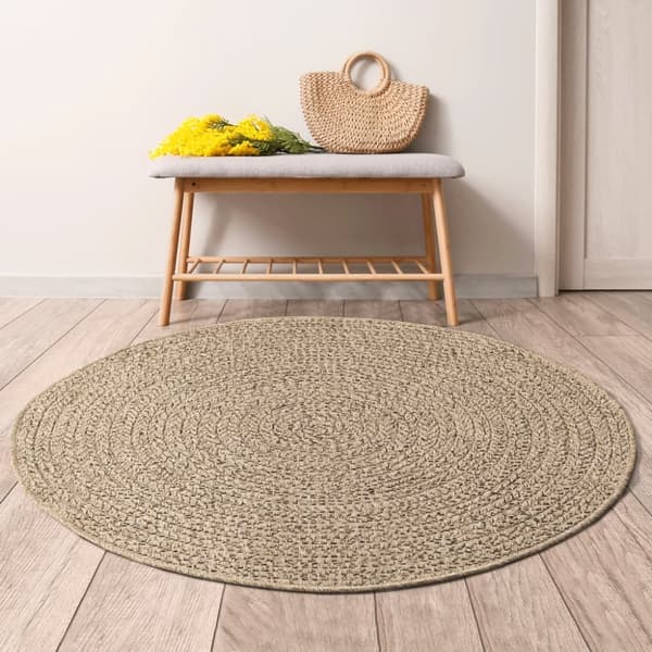 The Living Store gulvtæppe 160 cm jute-look indendørs og udendørs - Tæpper
