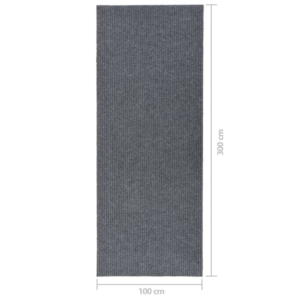 The Living Store snavsbestandig tæppeløber 100x300 cm grå - Tæpper