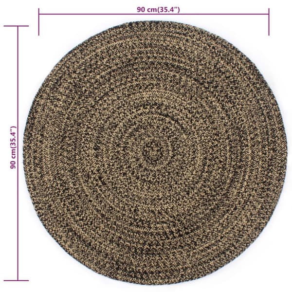 The Living Store håndlavet tæppe jute 90 cm sort og naturfarvet -  Tæpper