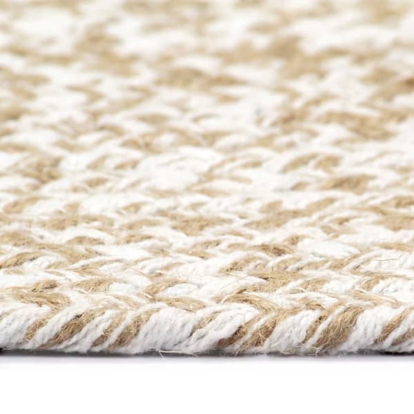 The Living Store håndlavet tæppe jute 120 cm hvid og naturfarvet -  Tæpper