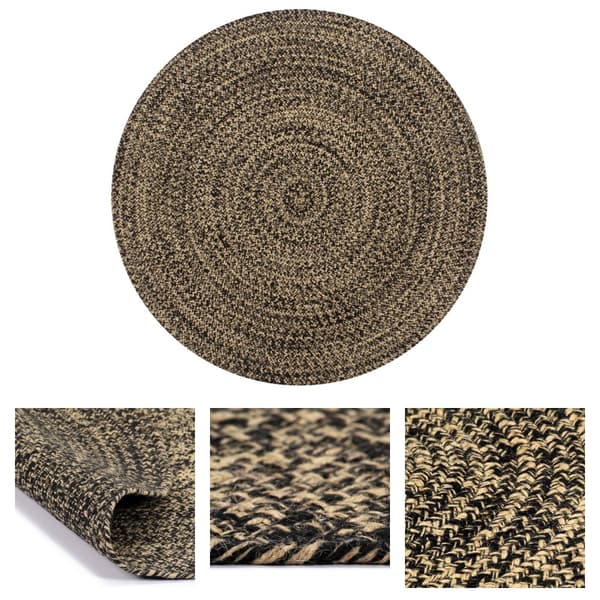 The Living Store håndlavet tæppe jute 120 cm sort og naturfarvet - Tæpper
