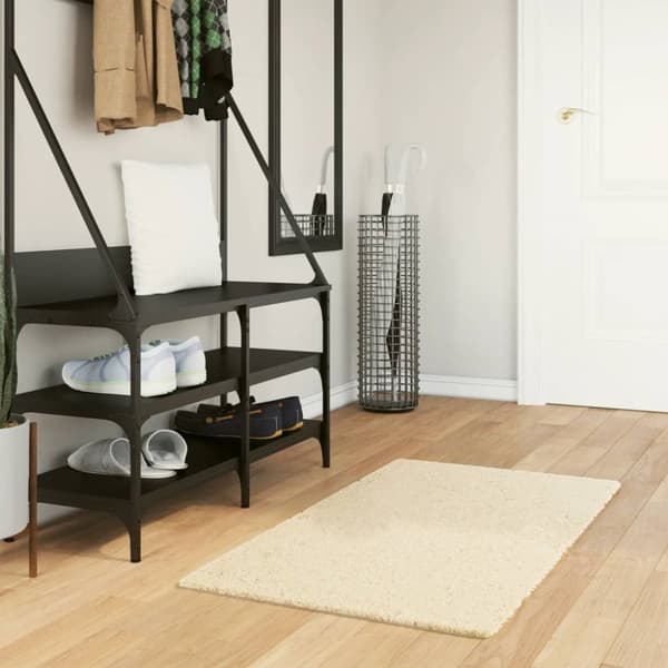 The Living Store Mjuk matta HUARTE med kort lugg tvättbar gräddvit 60x110 cm - Mattor