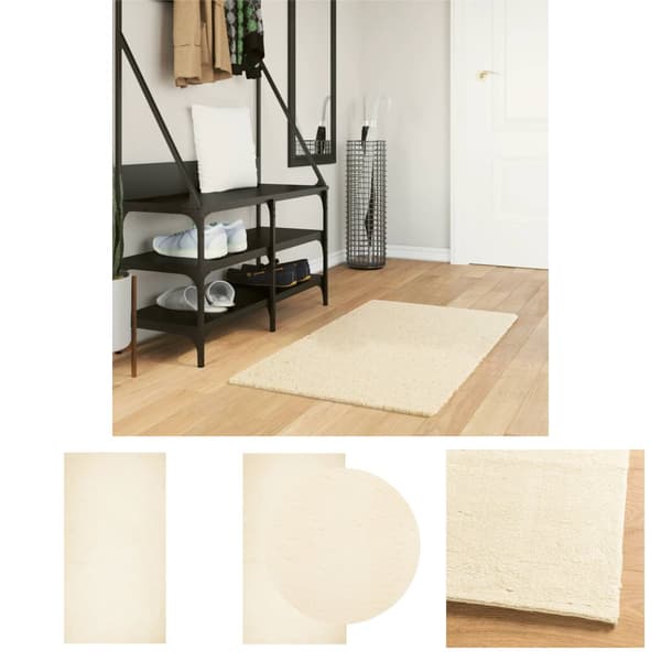 The Living Store Mjuk matta HUARTE med kort lugg tvättbar gräddvit 60x110 cm - Mattor