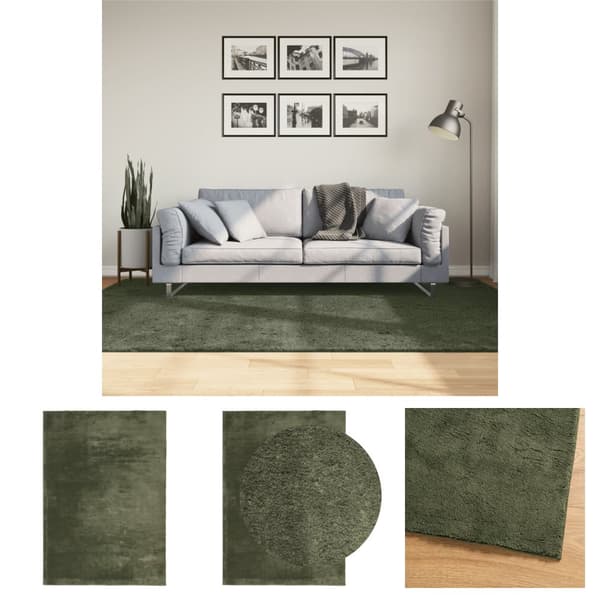 The Living Store Mjuk matta HUARTE med kort lugg tvättbar skogsgrön 160x230 cm - Mattor