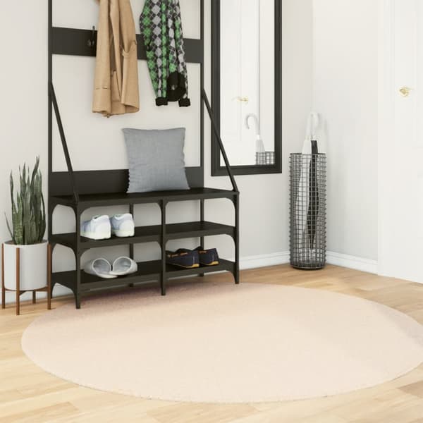 The Living Store Mjuk matta HUARTE med kort lugg tvättbar beige Ø 160 cm - Mattor