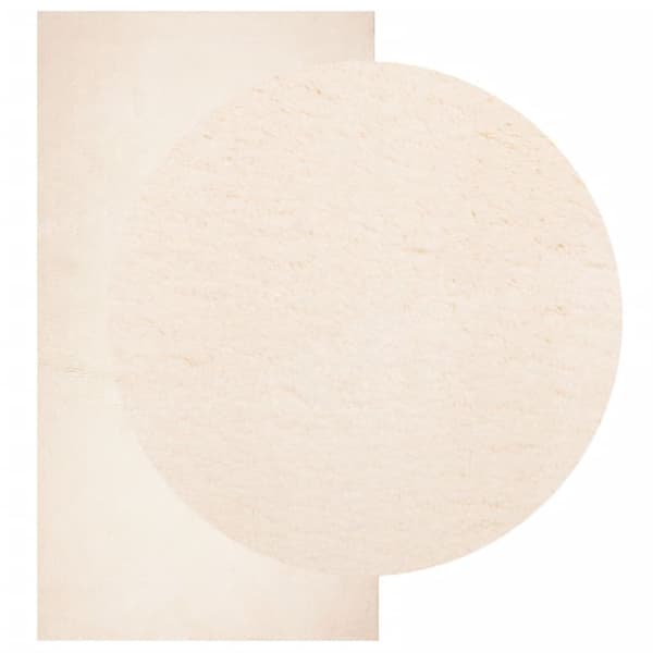 The Living Store Mjuk matta HUARTE med kort lugg tvättbar beige 60x110 cm - Mattor