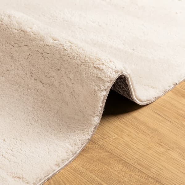 The Living Store Mjuk matta HUARTE med kort lugg tvättbar beige 60x110 cm - Mattor