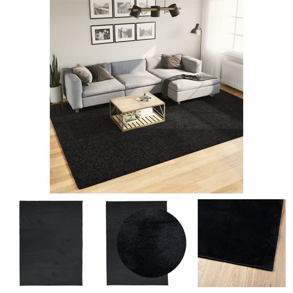 The Living Store gulvtæppe OVIEDO 240x340 cm kort luv sort -  Tæpper