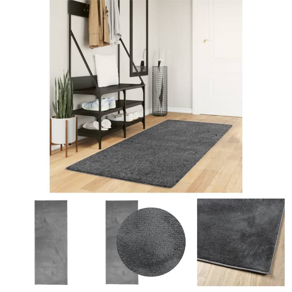 The Living Store Matta OVIEDO kort lugg antracit 80x200 cm - Mattor