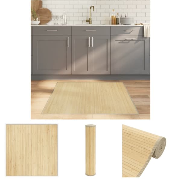 The Living Store Matto neliö vaalea luonnollinen 100x100 cm bambu - Matot