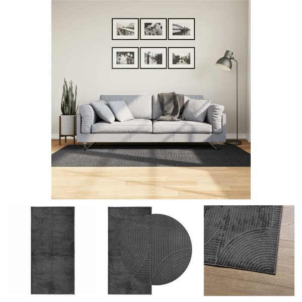 The Living Store Matta IZA kort lugg skandinavisk look antracit 100x200 cm -  Mattor