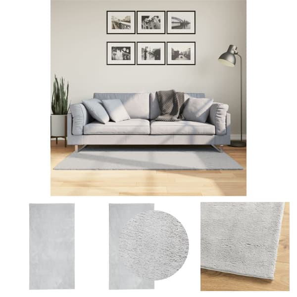 The Living Store gulvtæppe HUARTE 80x150 cm kort luv og vaskbart grå -  Tæpper