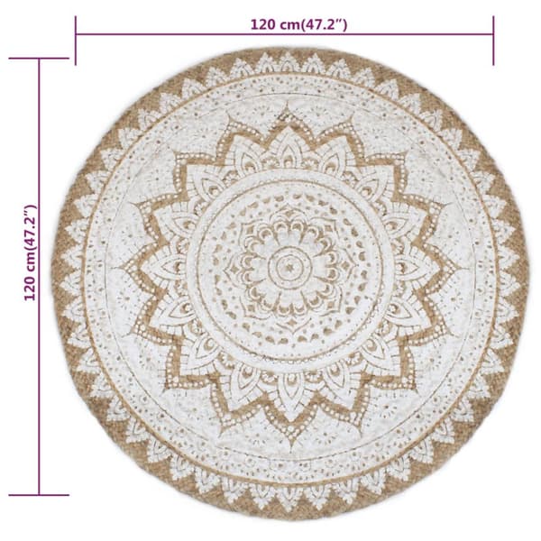 Mattor - Living Jutematta flätad tryckmönster rund 120 cm