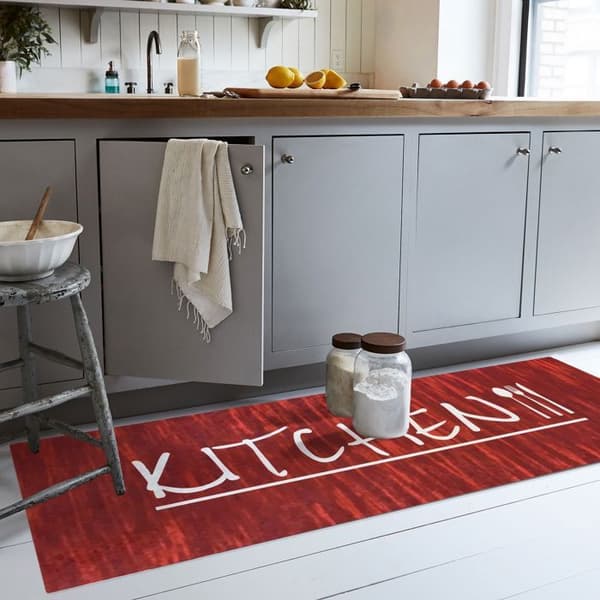 Köksmatta - MANI TEXTIL - KÖK - Halkfritt - Kan tvättas i maskin - Röd