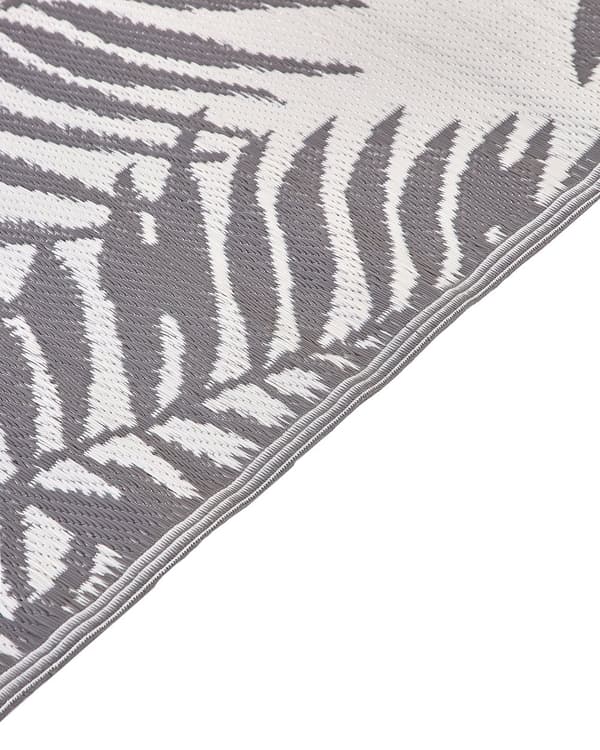 Gulvteppe Grå Polypropylen 160 x 230 cm Bladmotiv Resirkulert materiale Moderne design Uteteppe Balkong Terrasse