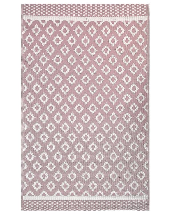 Matta Rosa Syntetiskt Material 120 x 180 cm Inomhus Utomhus Geometriskt Mönster Modern Balkong Uteplats
