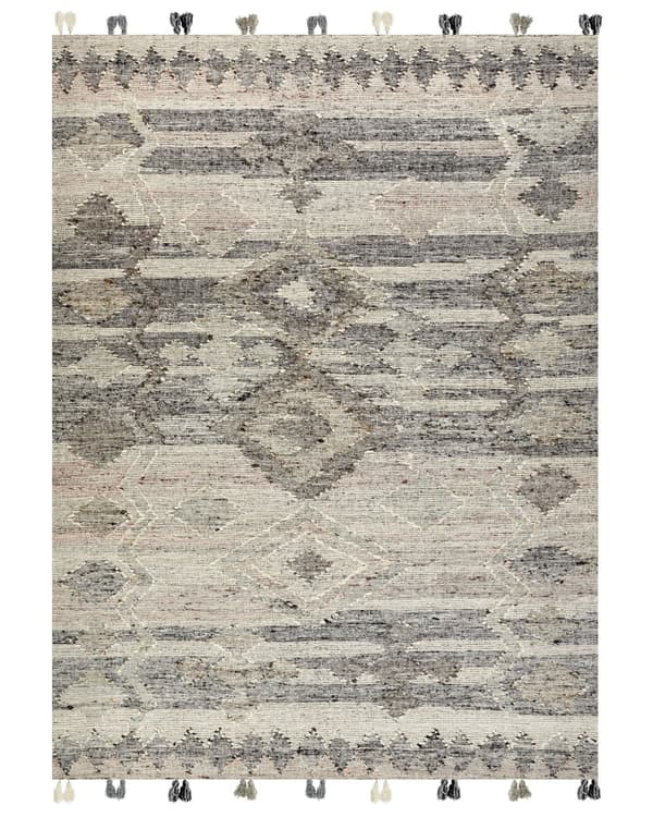 Kelimtæppe Grå Uld 160 x 230 cm Fladvævet Løs Gulvtæppe til Børneværelse Mønstret Håndvævet Orientalsk Tæppe under Sofabord Tilbehør