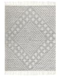 Miniatyrbillede 4 af 7: Gulvtæppe Grå Hvid Uld 160 x 230 cm Fladvævet Uldtæppe Moderne Design Luv Tæppe under Sofabord til Værelse Indretning