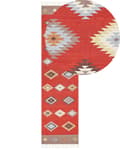 Miniatyrbillede 1 af 7: Kilim-løbertæppe Flerfarvet bomuld 80 x 300 cm Geometrisk mønster med lav luv Rektangulært Traditionelt