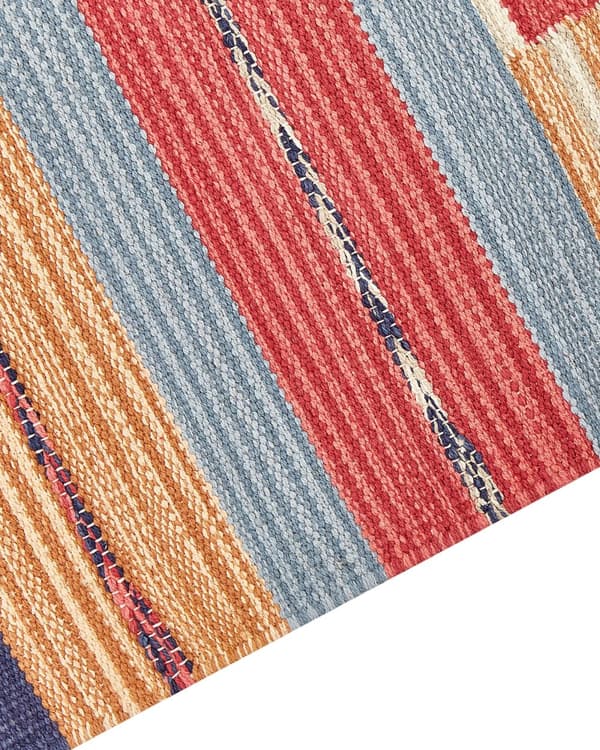 Kelimtæppe Flerfarvet bomuld 80 x 150 cm Håndvævet vendbart fladvævet geometrisk mønster med kvaster Traditionel boho Stue Soveværelse