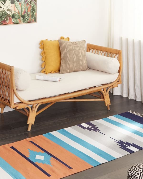 Kelimløber Tæppe Flerfarvet bomuld 80 x 300 cm Håndvævet Vendbar Fladvævet Geometrisk mønster med kvaster Traditionel Boho-gang