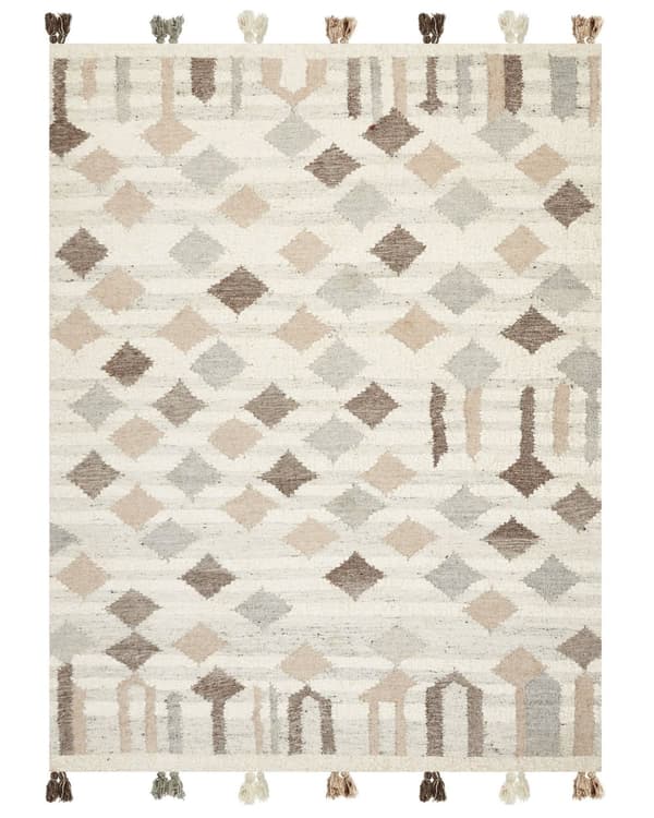 Matto monivärinen 160 x 230 cm villa puuvilla Kelim tupsut käsinkudottu geometrinen kuvio boho