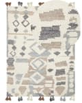 Pikkukuva 1 / 7: Matto monivärinen 160 x 230 cm villa puuvilla Kelim käsintehty geometrinen kuvio tupsut retro