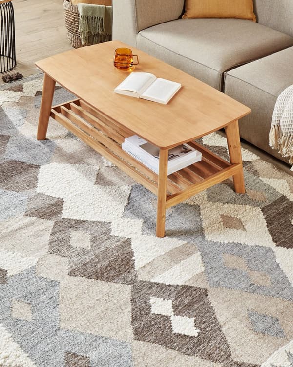 Matto monivärinen 160 x 230 cm villa puuvilla Kelim tupsut geometrinen kuvio boho