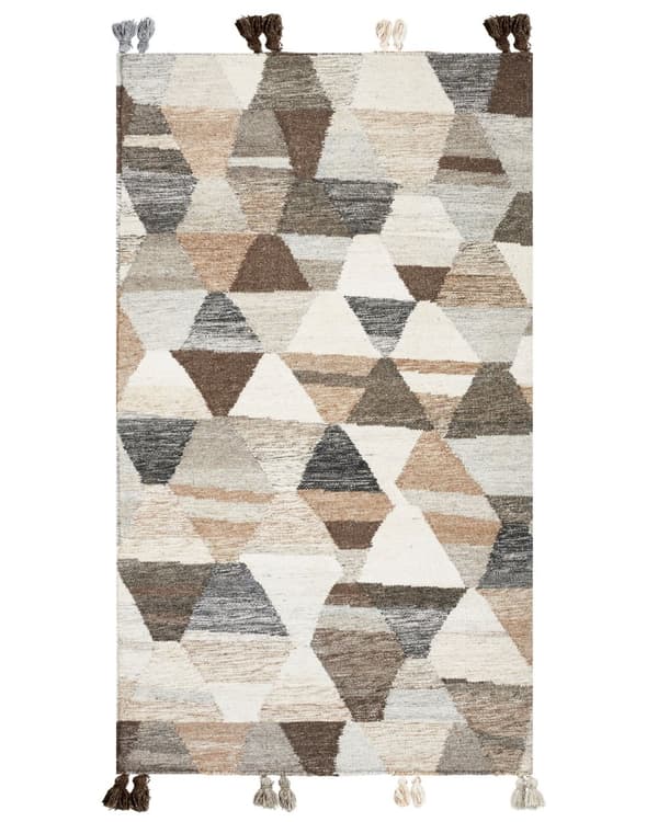 Matto monivärinen villa ja puuvilla 80 x 150 cm käsin tehty hapsuilla Kelim boho-tyyli