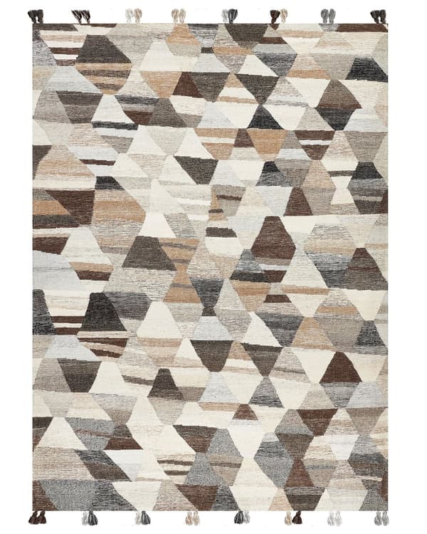 Matto monivärinen villa ja puuvilla 160 x 230 cm käsin tehty hapsuilla Kelim boho-tyyli