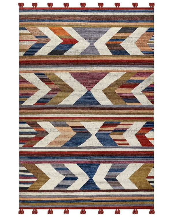 Matto monivärinen villa ja puuvilla 200 x 300 cm Kelim käsin kudottu hapsuilla boho-tyyli