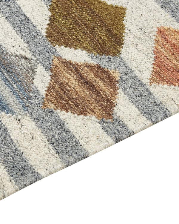 Matto monivärinen villa 80 x 150 cm intialainen käsin tehty tupsuilla Kelim matto boho-tyyli