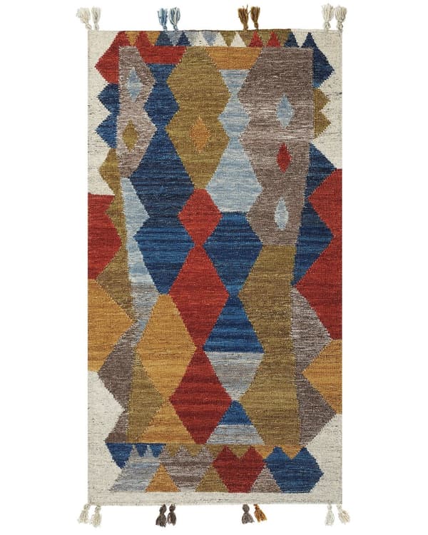 Matto monivärinen villa ja puuvilla 80 x 150 cm Kelim käsin tehty hapsuilla boho-tyyli