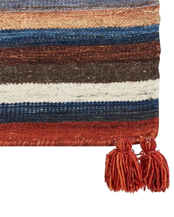 Matto monivärinen villa ja puuvilla 140 x 200 cm Kelim käsin kudottu hapsuilla boho-tyyli