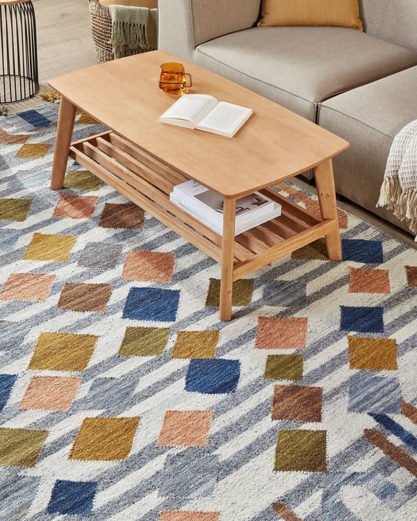 Matto monivärinen villa 80 x 150 cm intialainen käsin tehty tupsuilla Kelim matto boho-tyyli