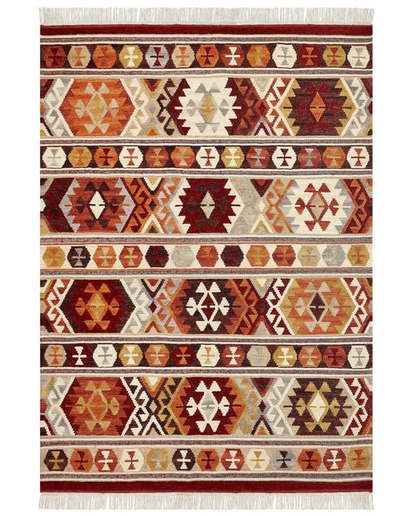 Matto monivärinen villa ja puuvilla 200 x 300 cm Kelim käsintehty hapsuilla boho-tyyli