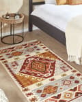 Pikkukuva 2 / 7: Matto monivärinen villa ja puuvilla 80 x 150 cm Kelim käsinkudottu hapsuilla