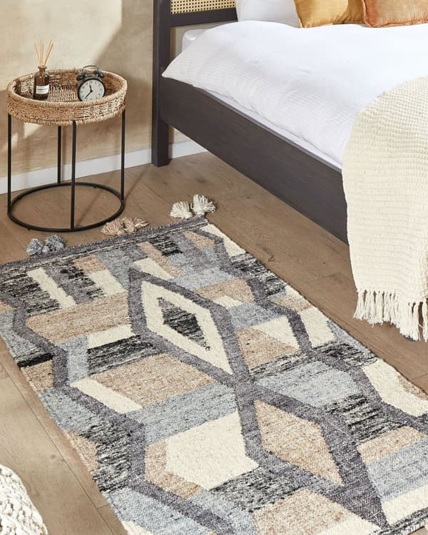 Matto monivärinen villa ja puuvilla 80 x 150 cm Kelim käsinkudottu hapsuilla