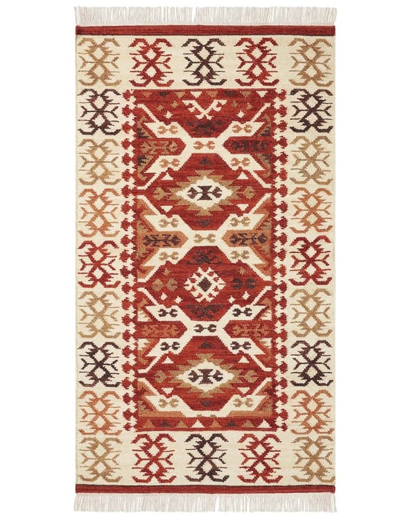 Matto monivärinen villa ja puuvilla 80 x 150 Kelim käsintehty hapsuilla boho-tyyli