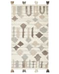 Pikkukuva 4 / 7: Matto monivärinen 80 x 150 cm villa puuvilla Kelim tupsut käsinkudottu geometrinen kuvio boho