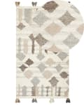 Pikkukuva 1 / 7: Matto monivärinen 80 x 150 cm villa puuvilla Kelim tupsut käsinkudottu geometrinen kuvio boho