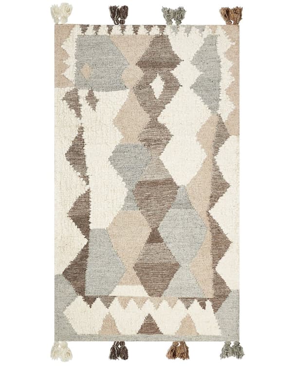 Matto monivärinen 80 x 150 cm villa puuvilla Kelim tupsut geometrinen kuvio boho