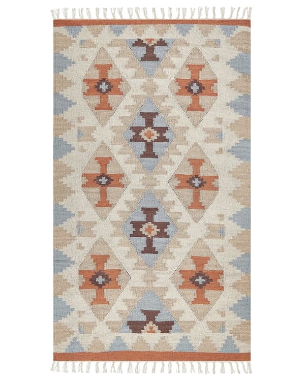 Kelim-matto monivärinen puuvilla 80 x 150 cm lyhytnukkainen perinteinen tyyli
