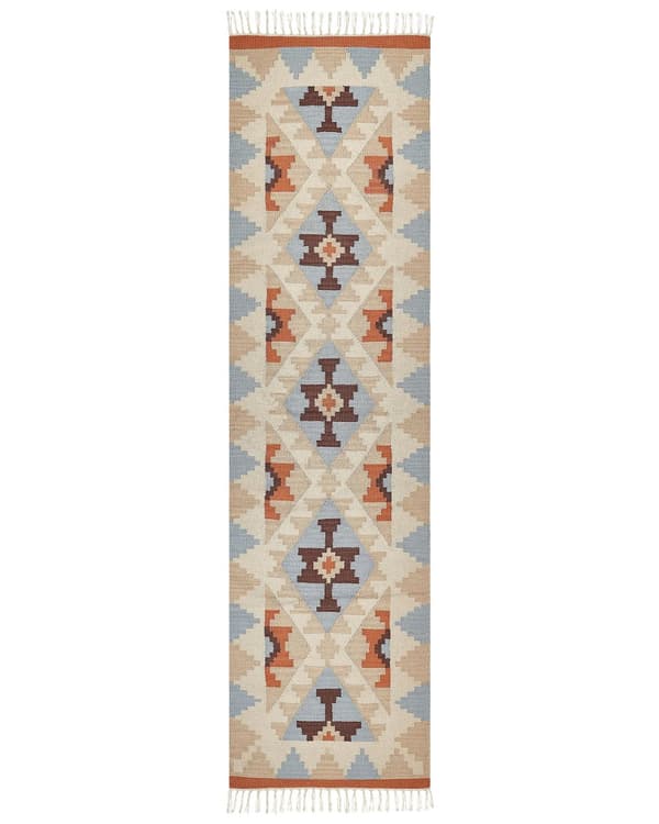 Kelim-matto monivärinen puuvilla 80 x 300 cm lyhytnukkainen perinteinen tyyli