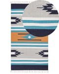 Pikkukuva 1 / 7: Kelim-matto monivärinen puuvilla 80 x 150 cm käsin kudottu kaksipuolinen geometrinen kuvio perinteinen tyyli