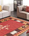 Pikkukuva 2 / 7: Kelim-matto monivärinen puuvilla 200 x 300 cm käsin kudottu kaksipuolinen geometrisella kuviolla hapsut boho tyyli