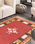 Pikkukuva 2 / 7: Kelim-matto monivärinen puuvilla 160 x 230 cm käsin kudottu kaksipuolinen geometrisella kuviolla hapsut boho tyyli